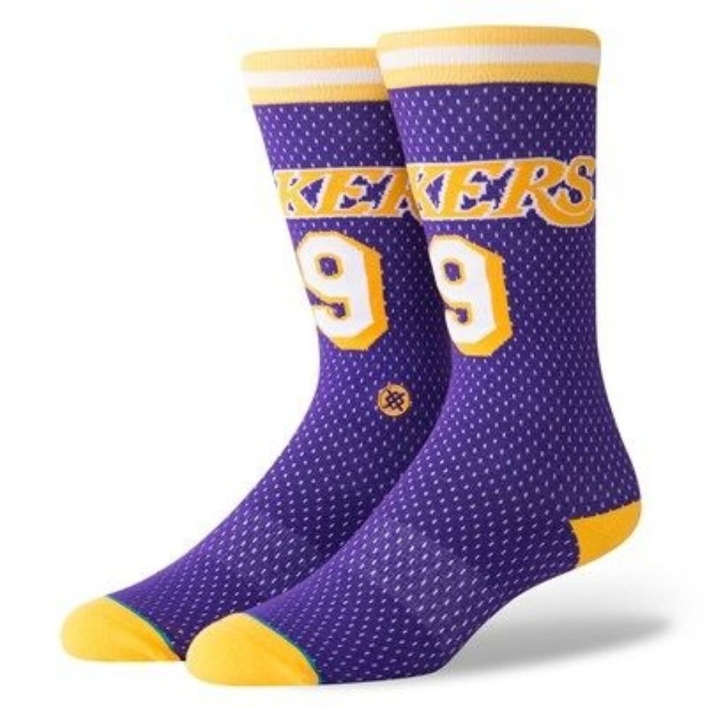 Men's Stance Nick Van Exel Purple Los Angeles Lakers Hardwood Classics Crew Sock